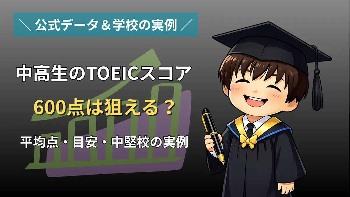 中高生のTOEICスコアの目安や600点を目指す学習法を紹介するアイキャッチ画像