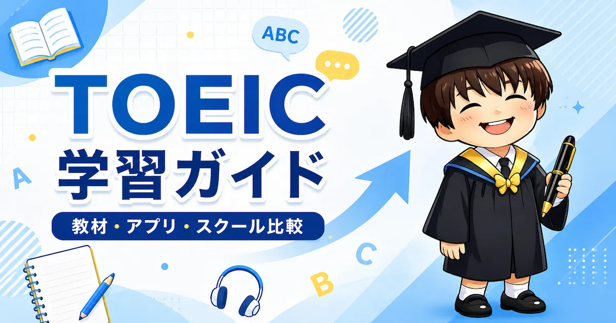 TOEIC教材・アプリ・スクール比較ガイドのアイキャッチ画像